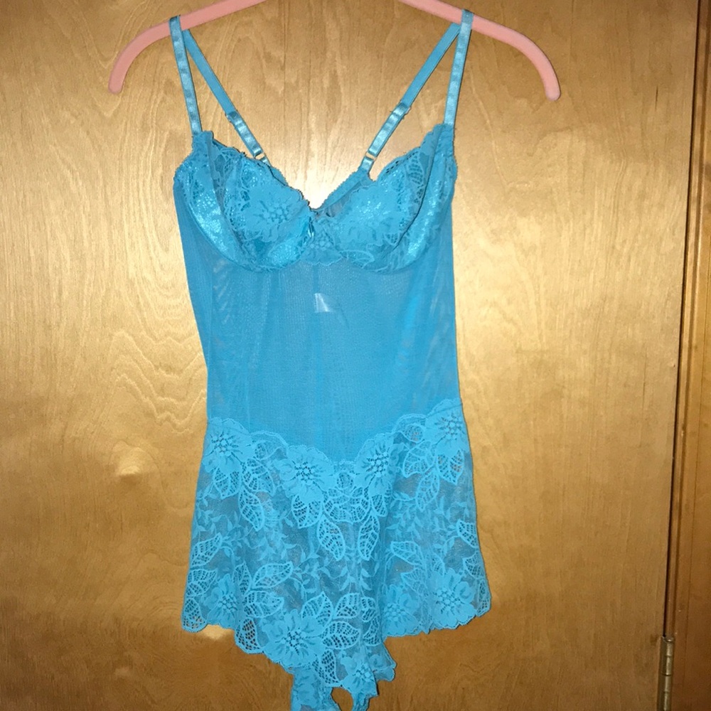 NWOT VS Sheer Lace Romper w/Bra 34C